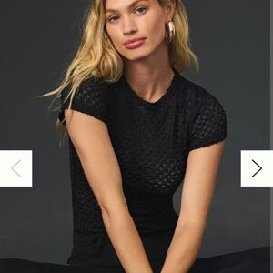 NWT  Frame Black Mesh Lace Baby Tee Size XS